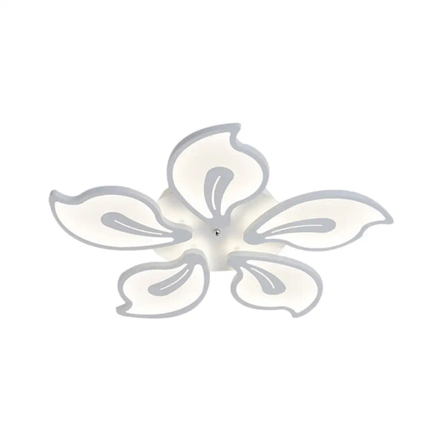 Contemporary Acrylic Blossom Ceiling Flush Light With White Semi Mount - 5/9 Heads