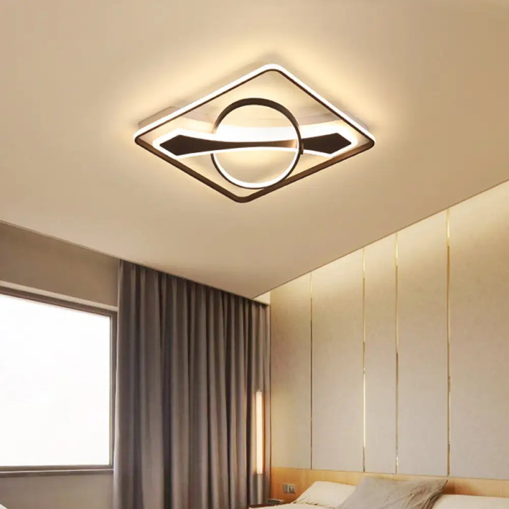Contemporary Acrylic Ceiling Light: Led Flush Mount Lamp In Warm/White Light Square/Rectangular