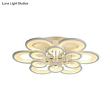 Contemporary Acrylic Flush Mount Ceiling Light With Crystal Drop - Multi-Layer Circular Design