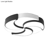 Contemporary Acrylic Flush Mount Led Ceiling Light With Windmill Design - Circular Black & White