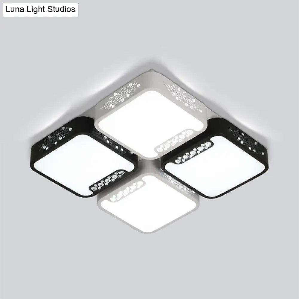 Contemporary Acrylic Flush Pendant Light - Led Black Ceiling Mount For Living Room