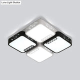 Contemporary Acrylic Flush Pendant Light - Led Black Ceiling Mount For Living Room