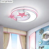 Contemporary Acrylic Flushmount Light For Kids Bedroom - Crescent And Star Design In Pink/Gold/Blue