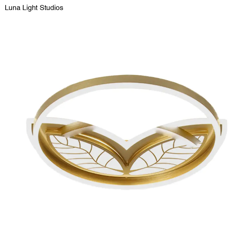 Contemporary Acrylic Halo Ring Flush Ceiling Light - Led Mount Lamp In Gold With Warm/White