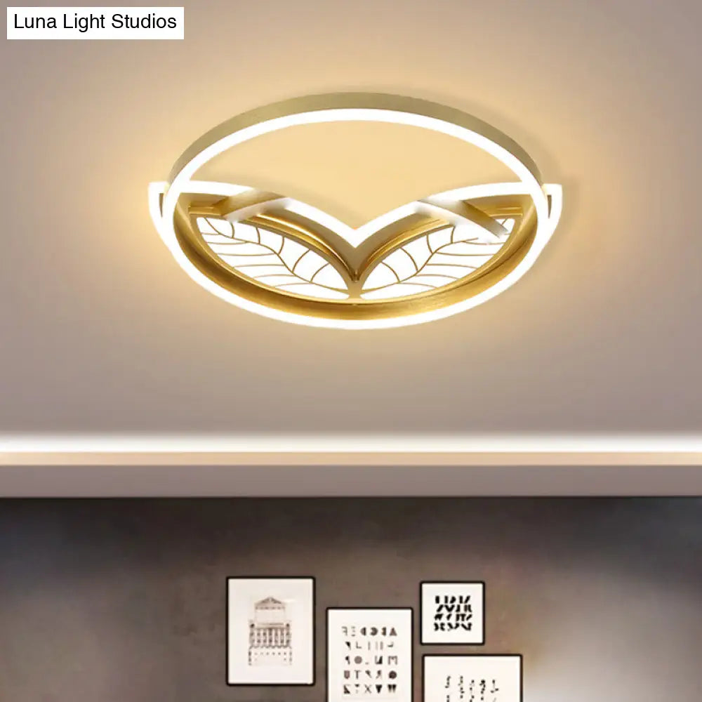 Contemporary Acrylic Halo Ring Flush Ceiling Light - Led Mount Lamp In Gold With Warm/White