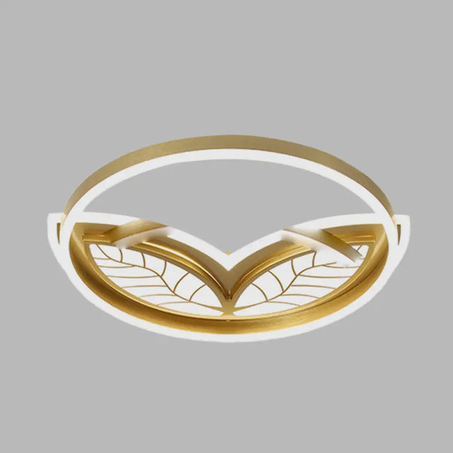 Contemporary Acrylic Halo Ring Flush Ceiling Light - Led Mount Lamp In Gold With Warm/White (16/19.5