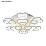 Contemporary Acrylic Heart Ceiling Light - 6/9/12 Lights Warm/White/Natural Flush Mount For Dining