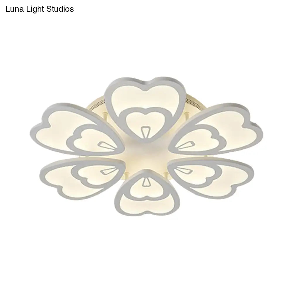 Contemporary Acrylic Heart Ceiling Light - 6/9/12 Lights Warm/White/Natural Flush Mount For Dining