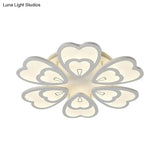 Contemporary Acrylic Heart Ceiling Light - 6/9/12 Lights Warm/White/Natural Flush Mount For Dining