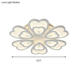 Contemporary Acrylic Heart Ceiling Light - 6/9/12 Lights Warm/White/Natural Flush Mount For Dining