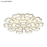 Contemporary Acrylic Heart Ceiling Light - 6/9/12 Lights Warm/White/Natural Flush Mount For Dining
