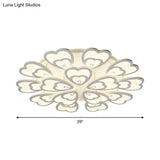 Contemporary Acrylic Heart Ceiling Light - 6/9/12 Lights Warm/White/Natural Flush Mount For Dining