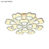Contemporary Acrylic Heart Ceiling Light - 6/9/12 Lights Warm/White/Natural Flush Mount For Dining