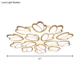 Contemporary Acrylic Leaf Flush Mount Light - Led Ceiling Fixture For Living Room 3/6/9