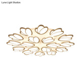 Contemporary Acrylic Leaf Flush Mount Light - Led Ceiling Fixture For Living Room 3/6/9