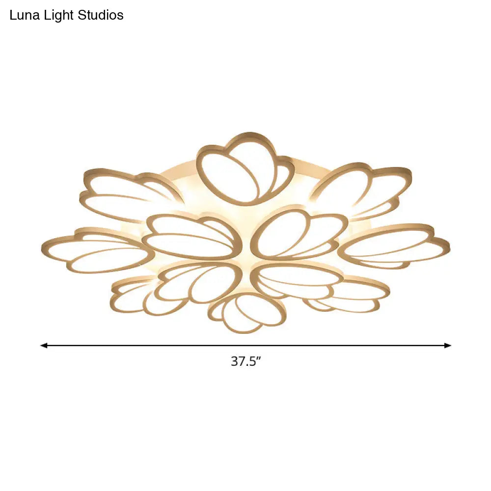 Contemporary Acrylic Leaf Flush Mount Light - Led Ceiling Fixture For Living Room 3/6/9