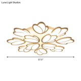 Contemporary Acrylic Leaf Flush Mount Light - Led Ceiling Fixture For Living Room 3/6/9