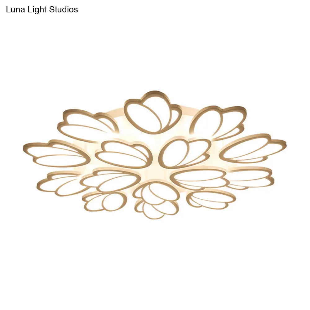 Contemporary Acrylic Leaf Flush Mount Light - Led Ceiling Fixture For Living Room 3/6/9