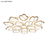 Contemporary Acrylic Leaf Flush Mount Light - Led Ceiling Fixture For Living Room 3/6/9