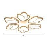 Contemporary Acrylic Leaf Flush Mount Light - Led Ceiling Fixture For Living Room 3/6/9