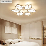 Contemporary Acrylic Leaf Flush Mount Light - Led Ceiling Fixture For Living Room 3/6/9