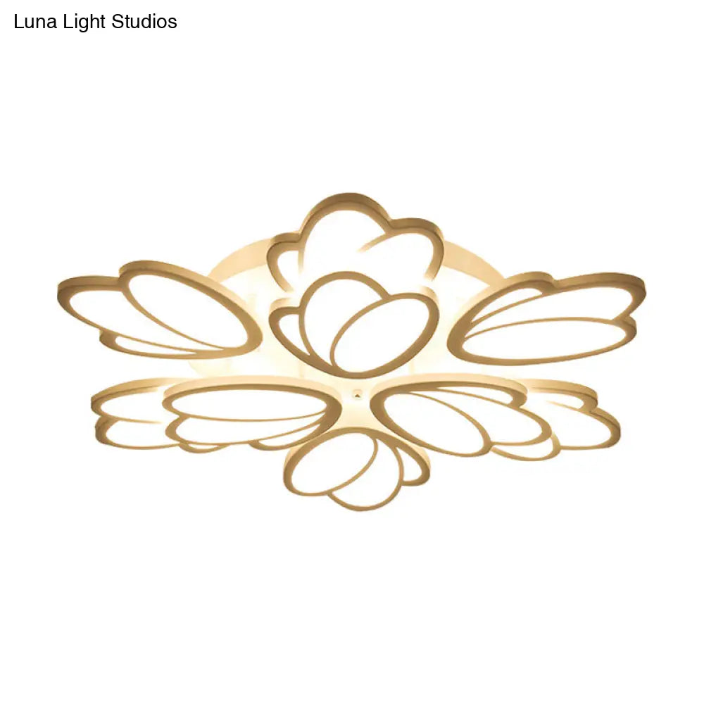 Contemporary Acrylic Leaf Flush Mount Light - Led Ceiling Fixture For Living Room 3/6/9