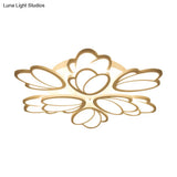 Contemporary Acrylic Leaf Flush Mount Light - Led Ceiling Fixture For Living Room 3/6/9