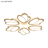 Contemporary Acrylic Leaf Flush Mount Light - Led Ceiling Fixture For Living Room 3/6/9