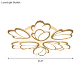 Contemporary Acrylic Leaf Flush Mount Light - Led Ceiling Fixture For Living Room 3/6/9
