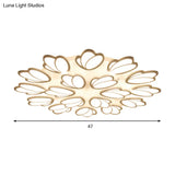 Contemporary Acrylic Leaf Flush Mount Light - Led Ceiling Fixture For Living Room 3/6/9
