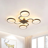 Contemporary Acrylic Led Ceiling Lamp - Flush Mount 4/5 - Head Dark Coffee Warm/White Light