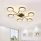 Contemporary Acrylic Led Ceiling Lamp - Flush Mount 4/5 - Head Dark Coffee Warm/White Light