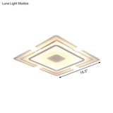 Contemporary Acrylic Led Ceiling Lamp For Living Room - Ultra Slim Square Petal Design (16.5/20.5