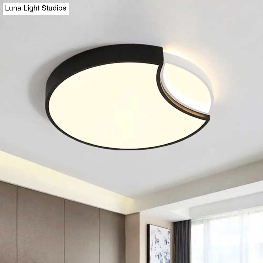 Contemporary Acrylic Led Circle Flush Mount Ceiling Light In Black - Warm White Neutral