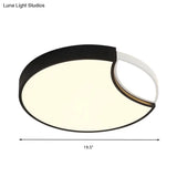 Contemporary Acrylic Led Circle Flush Mount Ceiling Light In Black - Warm White Neutral
