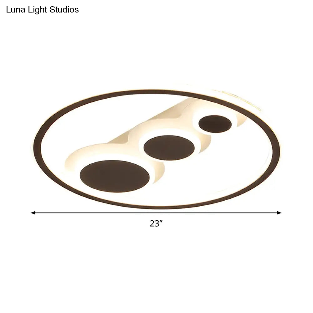 Contemporary Acrylic Led Flush Light - Coffee Round Ceiling Mounted 18.5’/23’ Wide Warm & White