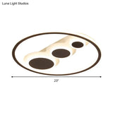 Contemporary Acrylic Led Flush Light - Coffee Round Ceiling Mounted 18.5’/23’ Wide Warm & White