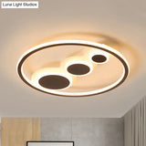 Contemporary Acrylic Led Flush Light - Coffee Round Ceiling Mounted 18.5’/23’ Wide Warm & White