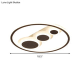 Contemporary Acrylic Led Flush Light - Coffee Round Ceiling Mounted 18.5’/23’ Wide Warm & White