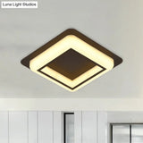 Contemporary Acrylic Led Flush Light For Bedroom - Square Ceiling Mount In White/Black/Grey
