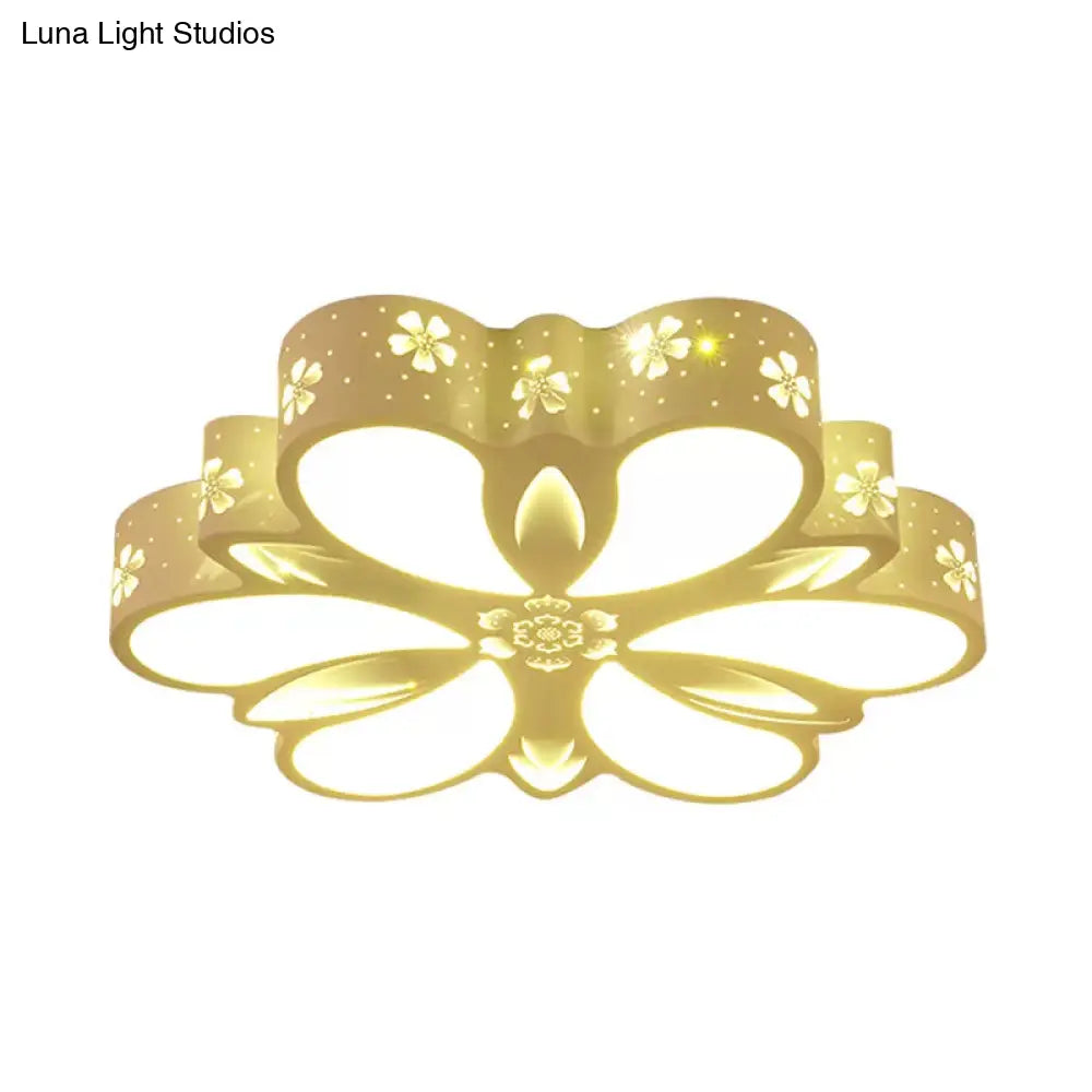 Contemporary Acrylic Led Flush Mount Ceiling Light: Cut-Out Flower Design Warm/White/3 Color