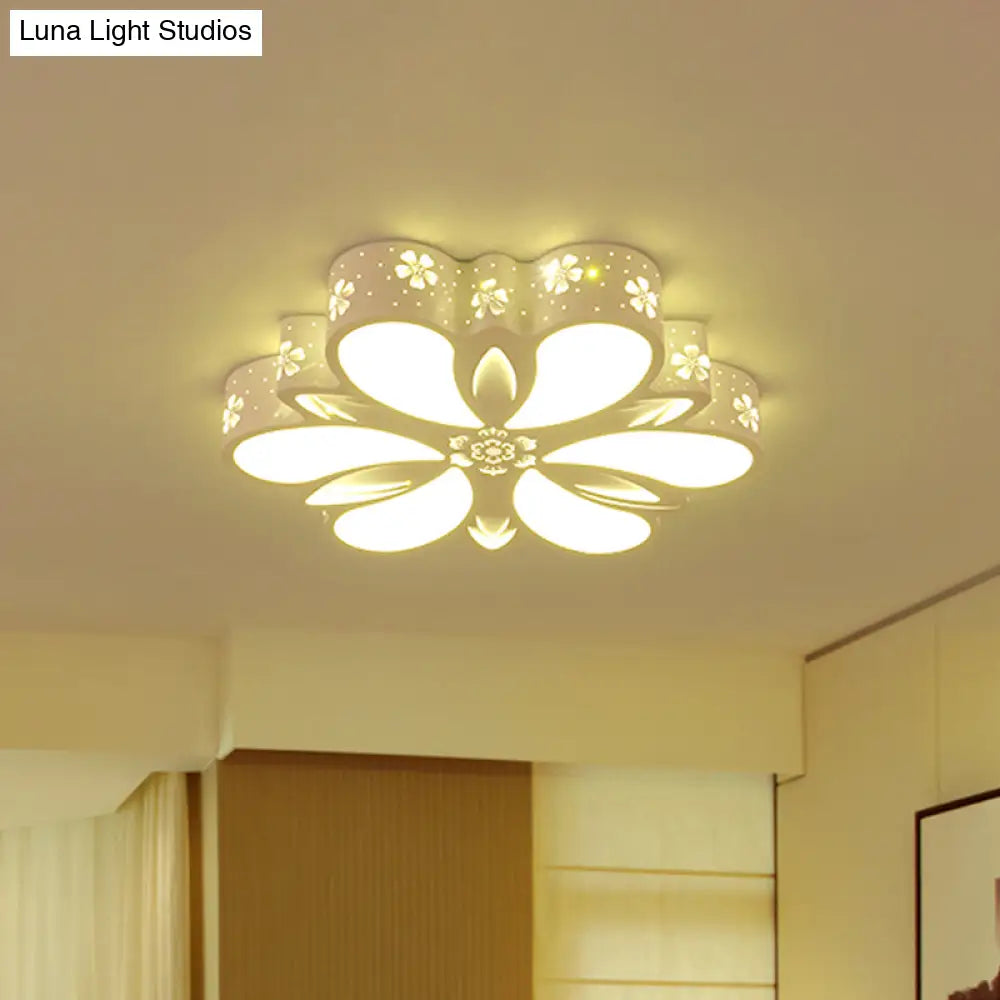 Contemporary Acrylic Led Flush Mount Ceiling Light: Cut-Out Flower Design Warm/White/3 Color
