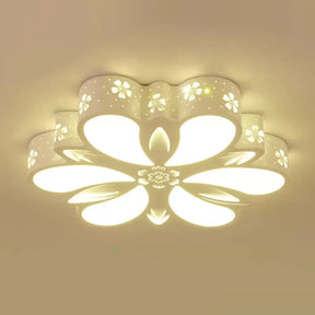 Contemporary Acrylic Led Flush Mount Ceiling Light: Cut-Out Flower Design Warm/White/3 Color
