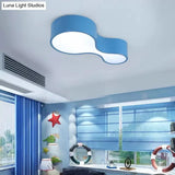 Contemporary Acrylic Led Flush Mount Light For Kindergarten - Red/Yellow/Blue/Green Gourd Shape