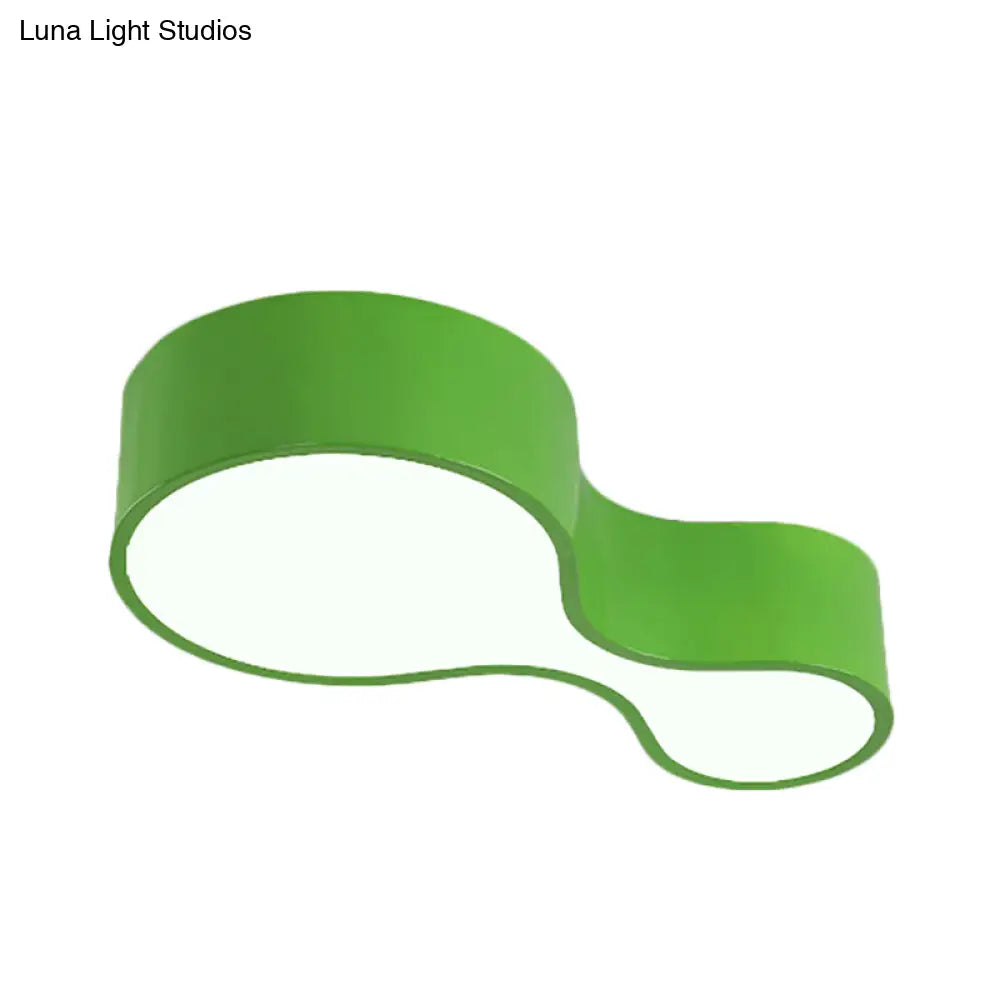 Contemporary Acrylic Led Flush Mount Light For Kindergarten - Red/Yellow/Blue/Green Gourd Shape