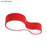 Contemporary Acrylic Led Flush Mount Light For Kindergarten - Red/Yellow/Blue/Green Gourd Shape