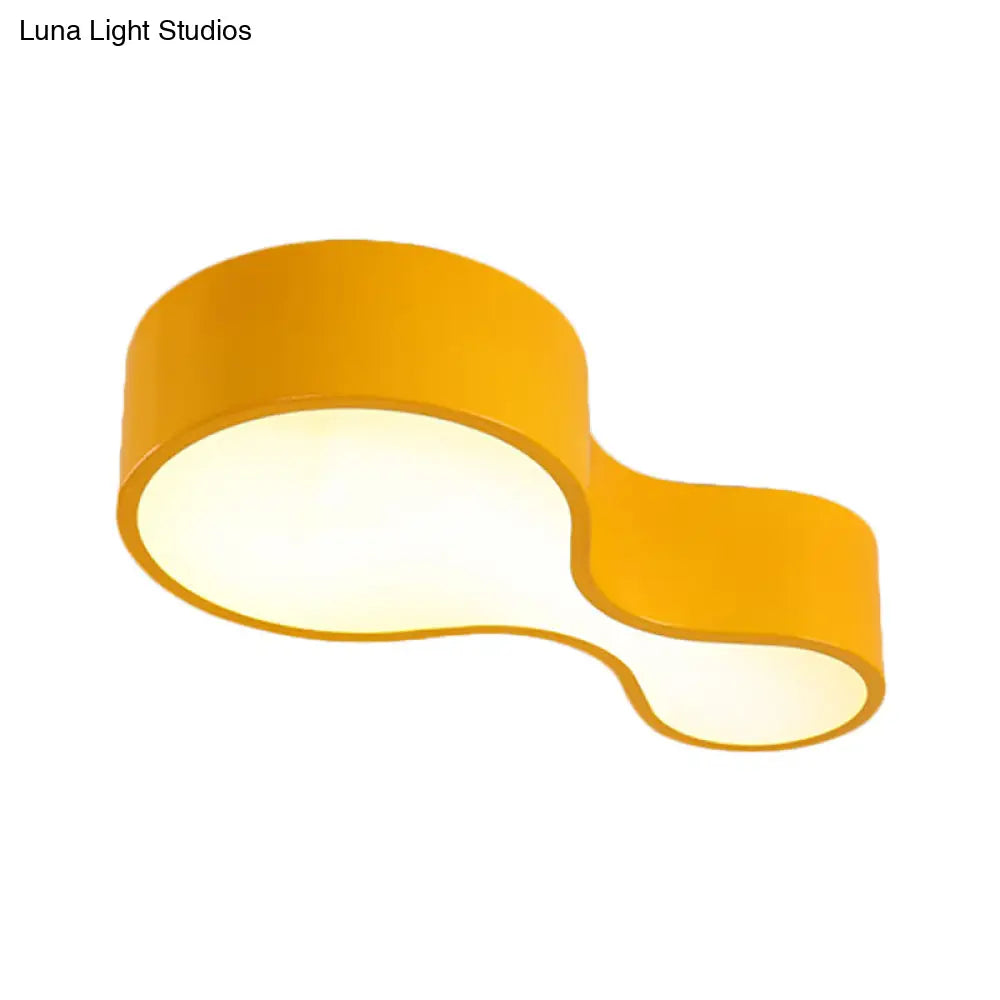 Contemporary Acrylic Led Flush Mount Light For Kindergarten - Red/Yellow/Blue/Green Gourd Shape