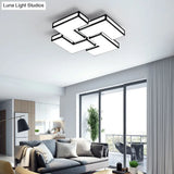 Contemporary Acrylic Led Flushmount For Adult Bedroom In White/Black