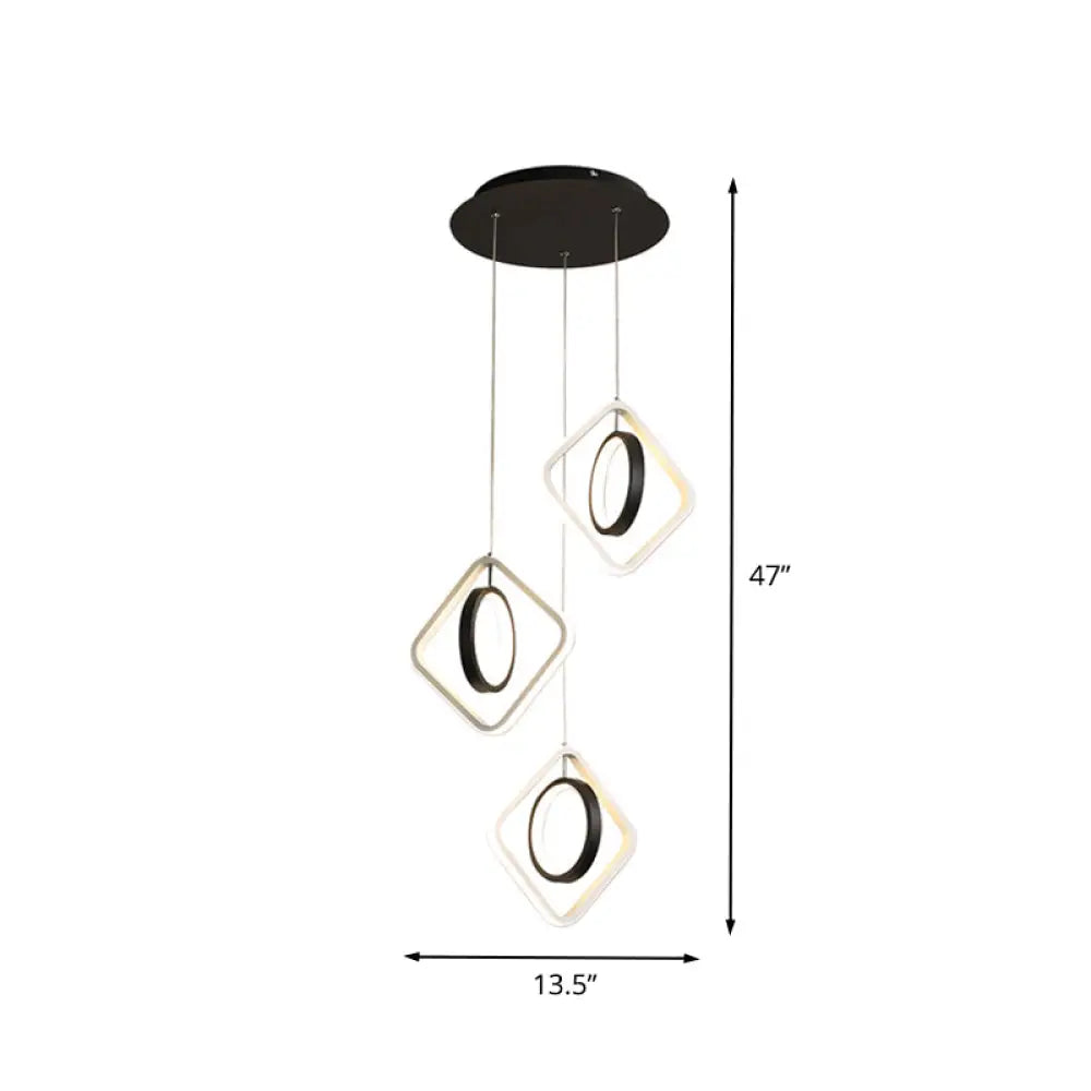 Contemporary Acrylic Pendant Ceiling Light For Dining Room - Multi-Lamp With Led In Black And