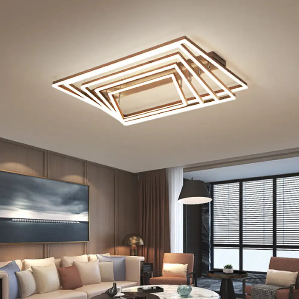 Contemporary Acrylic Led Pyramid Ceiling Light - Coffee Semi Flush Mount Warm/White 3/4/5 Layers